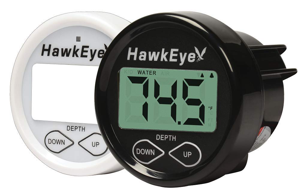 HawkEye D10DX.01T In-Dash Depth Sounder with Air and Water Temperature (Includes Tramsom Mount Transducer)