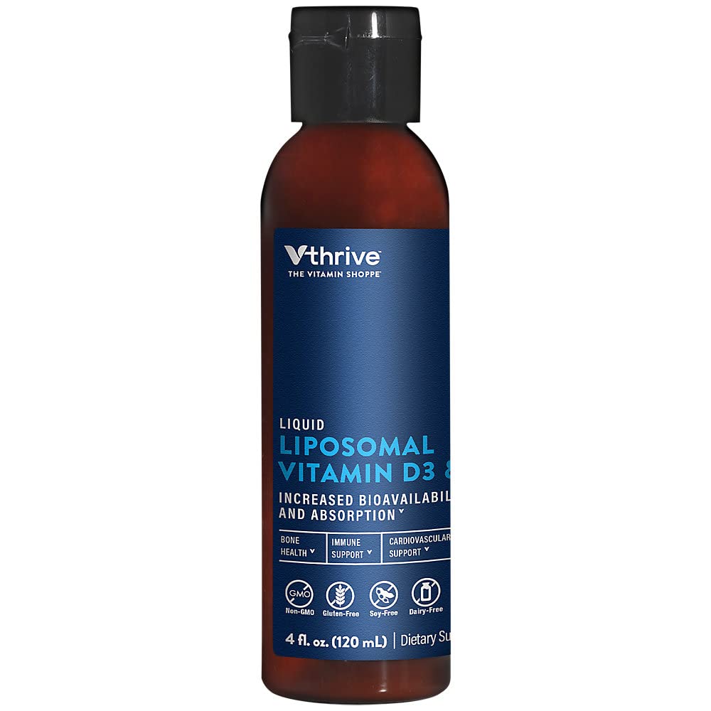 VthriveLiquid Liposomal Vitamin D3 & K2 - Supports Immune, Cardiovascular, & Bone Health - Orange (4 fl. oz.)