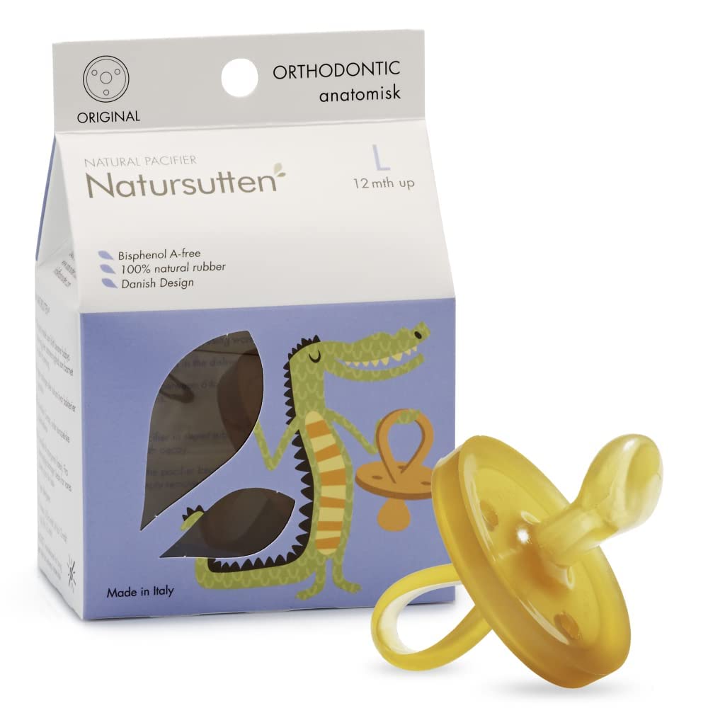 NatursuttenPacifiers 12-18 Months - 1-Pack Original Shield Orthodontic Nipple Natural Rubber Safe & Soft BPA-Free Pacifiers for Breastfeeding Babies - Newborn Pacifiers Made in Italy