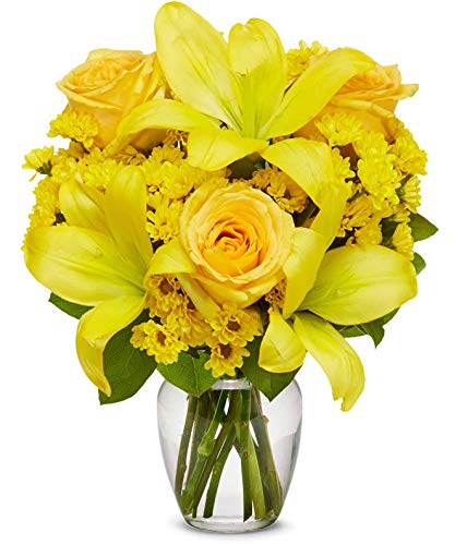 From You Flowers - Good Morning Sunshine with Glass Vase (Fresh Flowers) Birthday, Anniversary, Get Well, Sympathy, Congratulations, Thank You