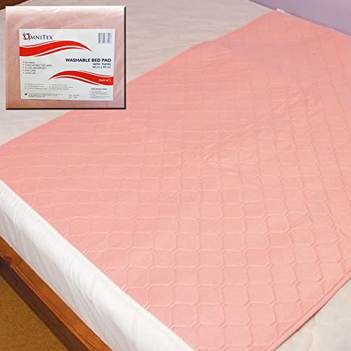 Omnitex Washable Bed Protector with Tucks - 90 x 90cm Incontinence Pad, 3 litres Absorption Capacity (1x Reusable Bed Pad)