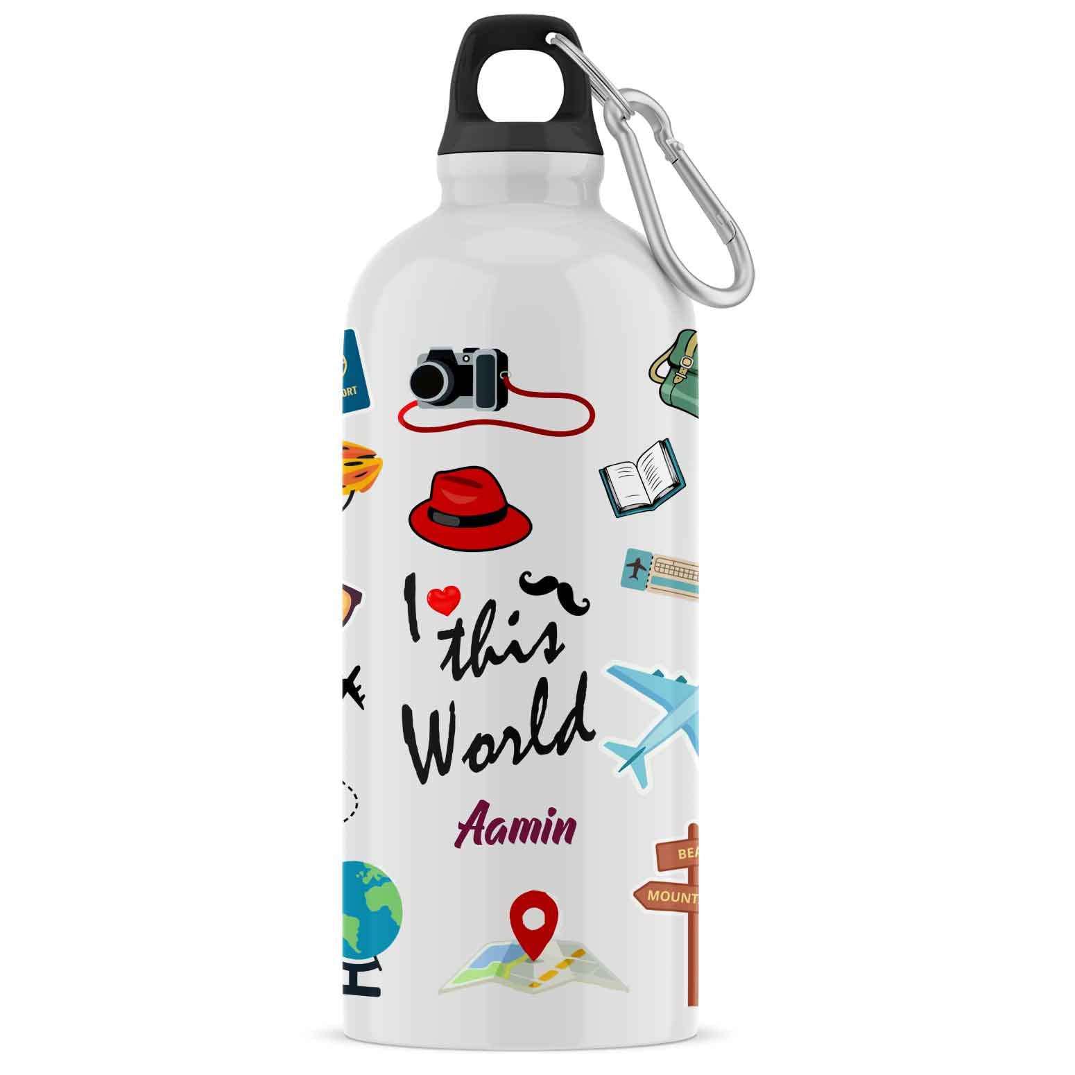 ARTBUG Customised Sipper/Water Bottle Aluminium 600 ML - Best Happy Birthday Gift / Return Gift for Kids, Name - Aamin