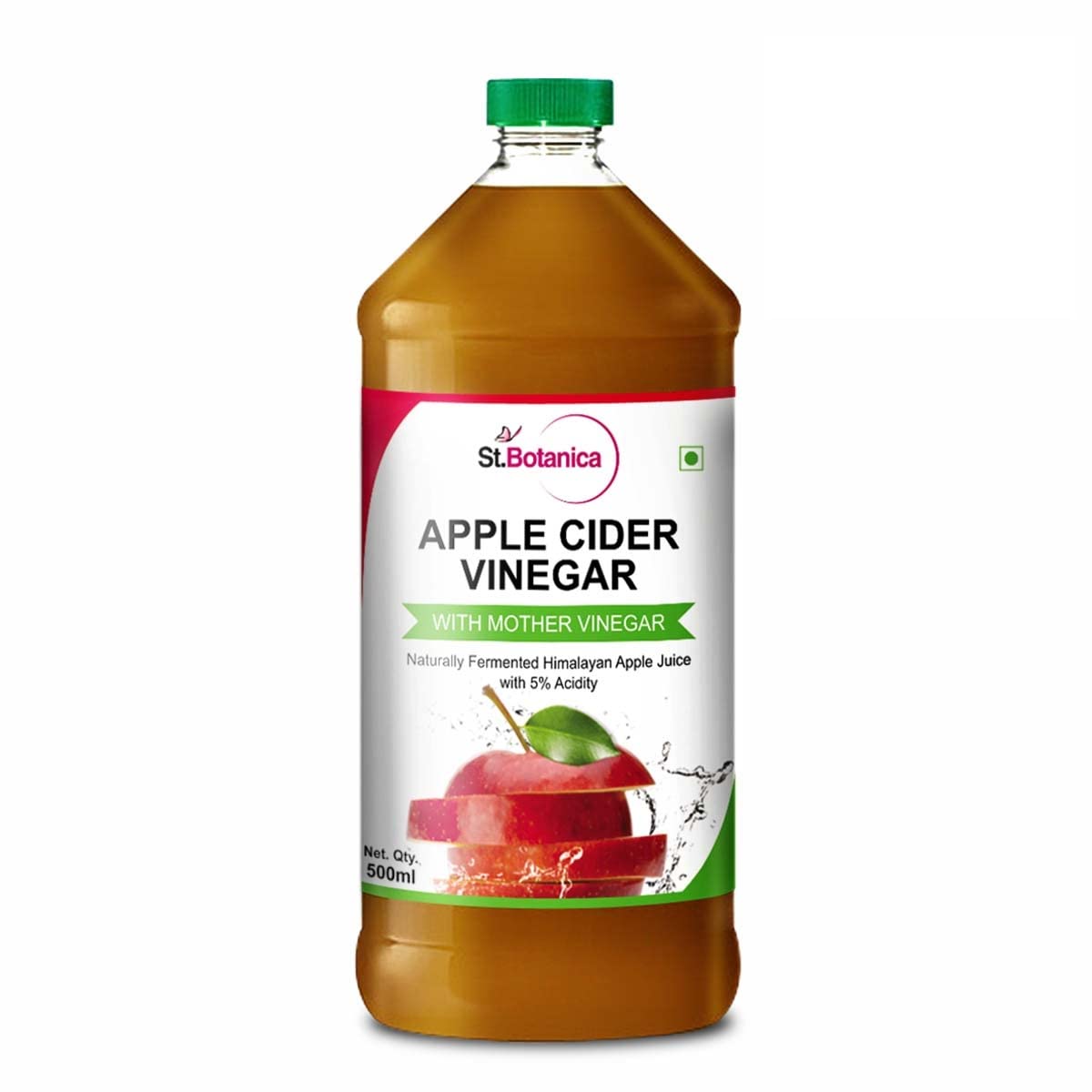 St.Botanica Natural Apple Cider Vinegar with Mother Vinegar | with Himalayan Apples | Raw, Unfiltered & Unpasturized | No Chemicals or Artificial Colours | For Weight Management, Reduced Bloating, Healthy Skin & Hair | 500 ml