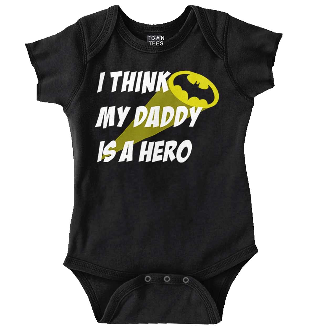 Brisco Brands My Daddy is Bat Cute Fathers Day Comic Hero Baby Romper Bodysuits