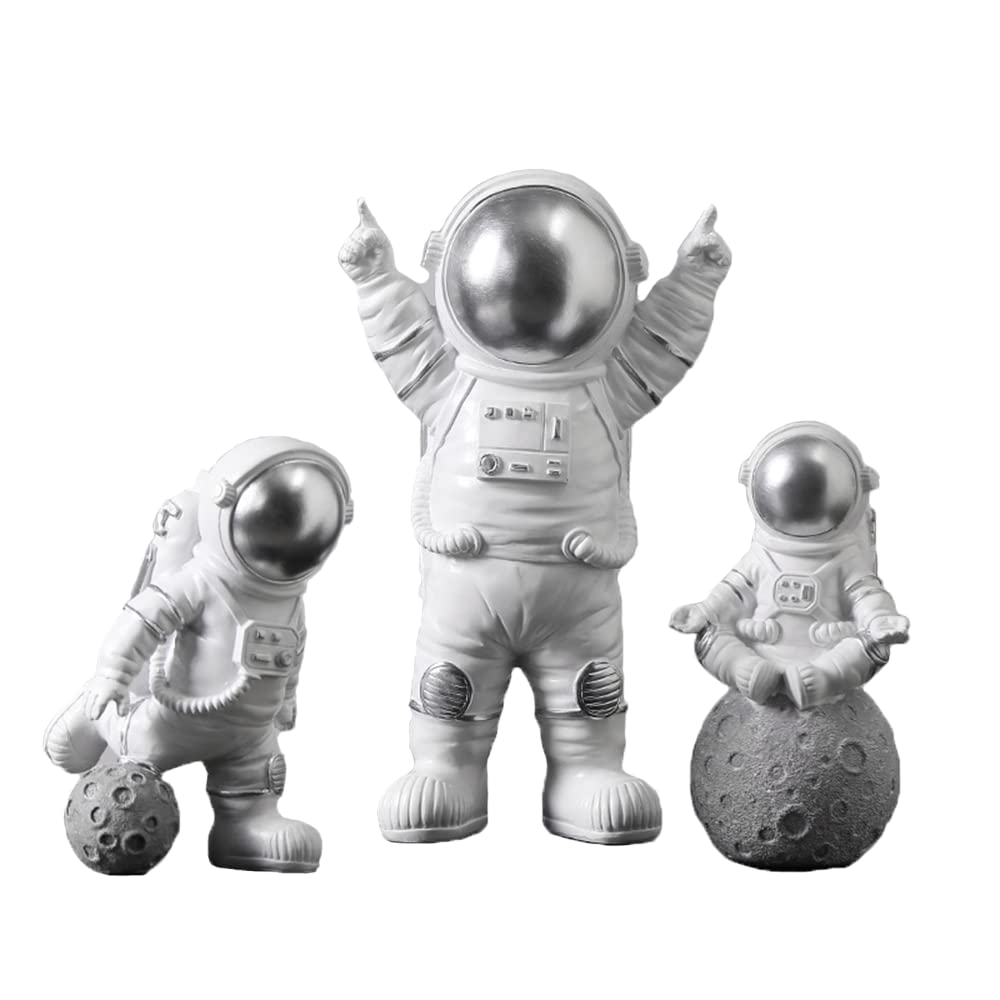 HALAMODO Astronaut Room Decor Or Car Decorations,Resin Sculpture for Home Decor Modern,Book Shelf TV Stand Decor,Bedroom, Office Desktop Decorative Ornaments-Silver