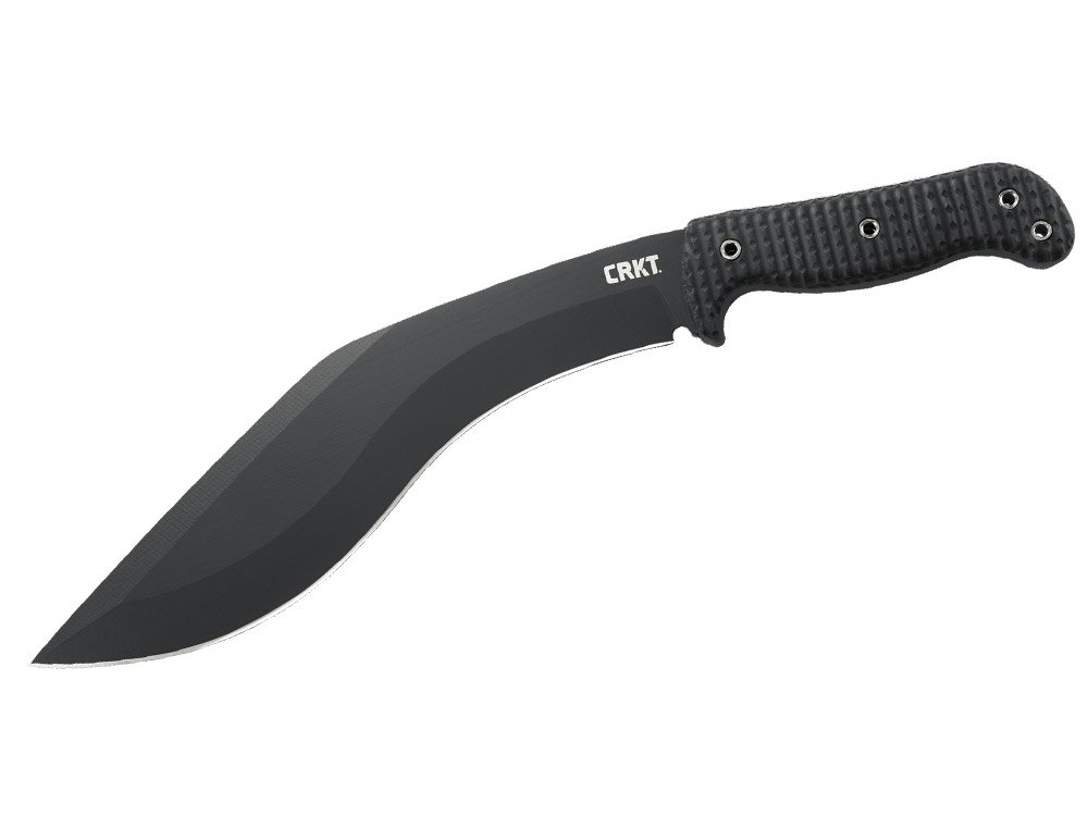 CRKT KUK Fixed Blade Knife: Carbon Steel Knife with Full Tang Kukri Recurved Blade, Injection Molded Handle, and Polyester Sheath 2742