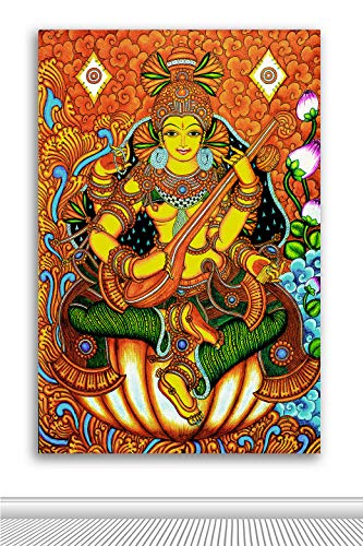 Tamatina Kerala Mural Art Canvas Painting|Maa Saraswati|Art|Size-13X9 Inches.c11