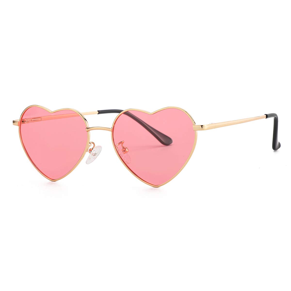 Polarized Heart Shaped Sunglasses for Women Metal Frame Cute Lovely Glasses 100% UV Protection