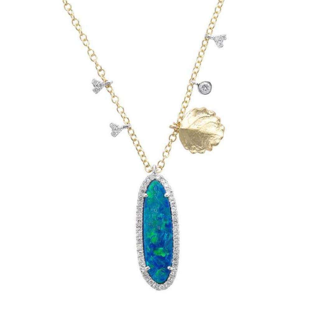 Meira T Black Opal Necklace with diamonds