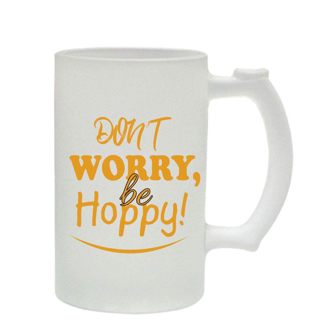 COLORYARD Best Personalised Frosted Beer Mug 1 Pc Gift (don'y Worry be Happy in Yellow Color)