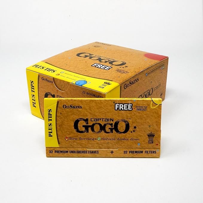 Captain Gogo Go Plus Tips King Size Unbleached Brown 36 Leaves + 36 Roach Set (Pack Of 24) By ARAB HOUSE