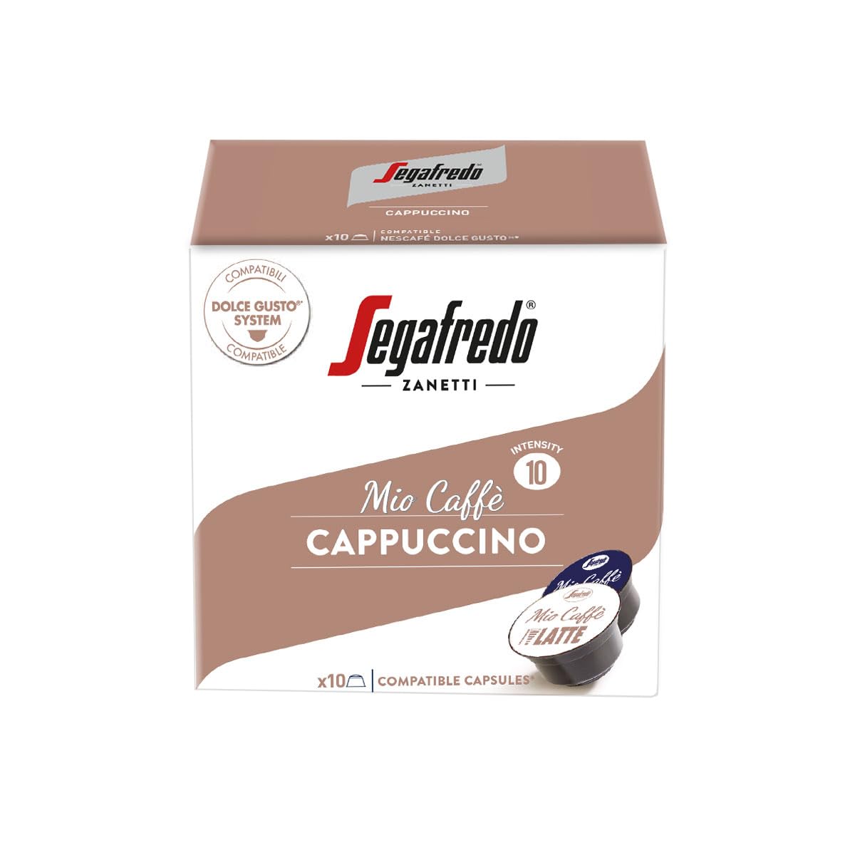 SegafredoZanetti Mio Caffe Cappuccino Nescafe Dolce GUSto Compatible Coffee Capsules (5X14G + 5X7.5G)