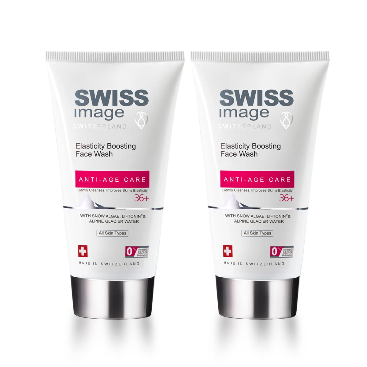 Swiss ImageAnti-Age Elasticity Boosting Face Wash, 2 X150ml, Removes Make up Deep Cleanses, Gently Exfoliates, Collagen Boosting For Skin Elasticity| Face Wash for Women & Men| All Skin Types