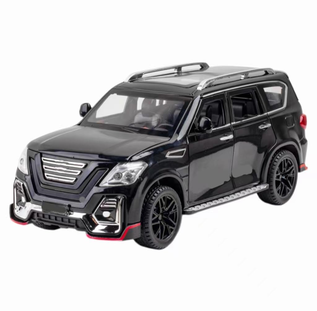 YBSM Diecast Car Alloy Car Sound Light Toy for Nissan for Patrol SUV (Black)