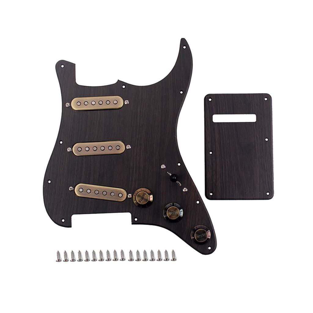 Alnicov 3-Ply Prewired Loaded Pickguard Scratchplate Backplate with SSS Alnico V Pickups Kit for Strat ST Electric Guitars