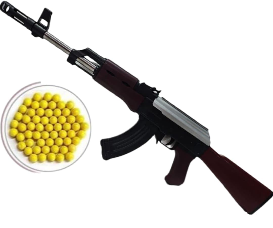 TILLU TIM TIM TOYS AKM Plastic PUBG Sniper Gun Toy with BB Bullets - 3 4 5 6 7 8 12 Years Age (Multicolour)