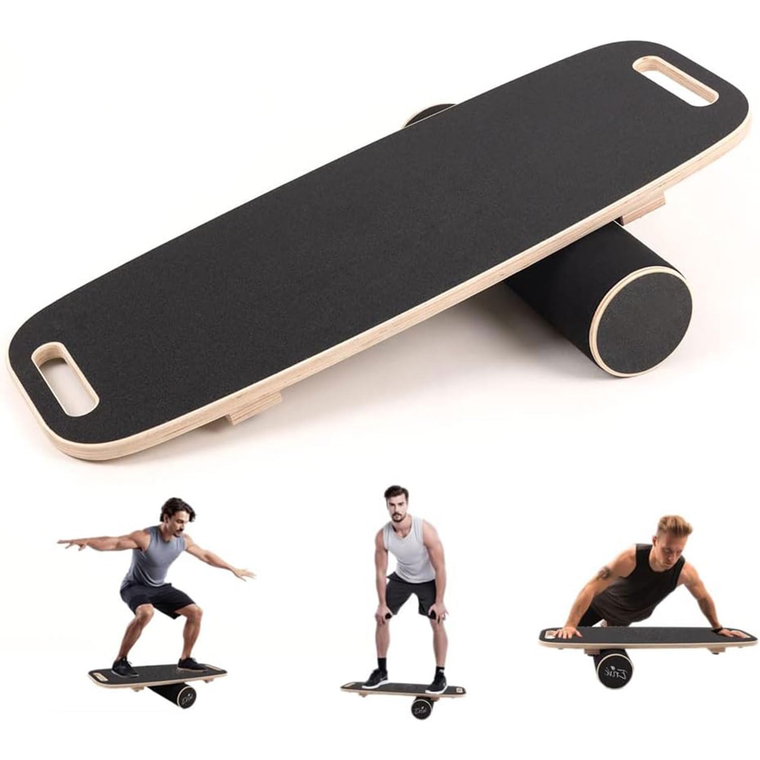 LIODUX Balance Board, Stability Core Trainer, Training Board for Exercise, Fitness, Non-Slip Deck and Roller - 3 Different Distance Options for Improve Core Strength and Balance Control