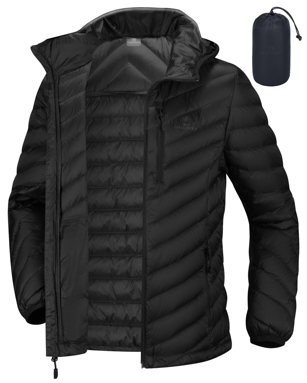 CAMEL CROWNWomen's Down Jackets Lightweight Puffer Jackets Packable Quilted Winter Coat Hooded Outerwear With Chest Pocket