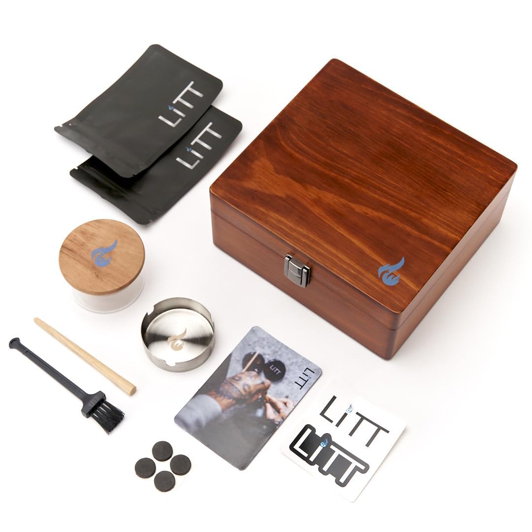 LITT Wood - Stash Box Ultimate Rolling Stash Smoking Accessory, Tobacco And Herbal Storage Box A Great Way To Organize Your Smoking Accessories (Natural) Square