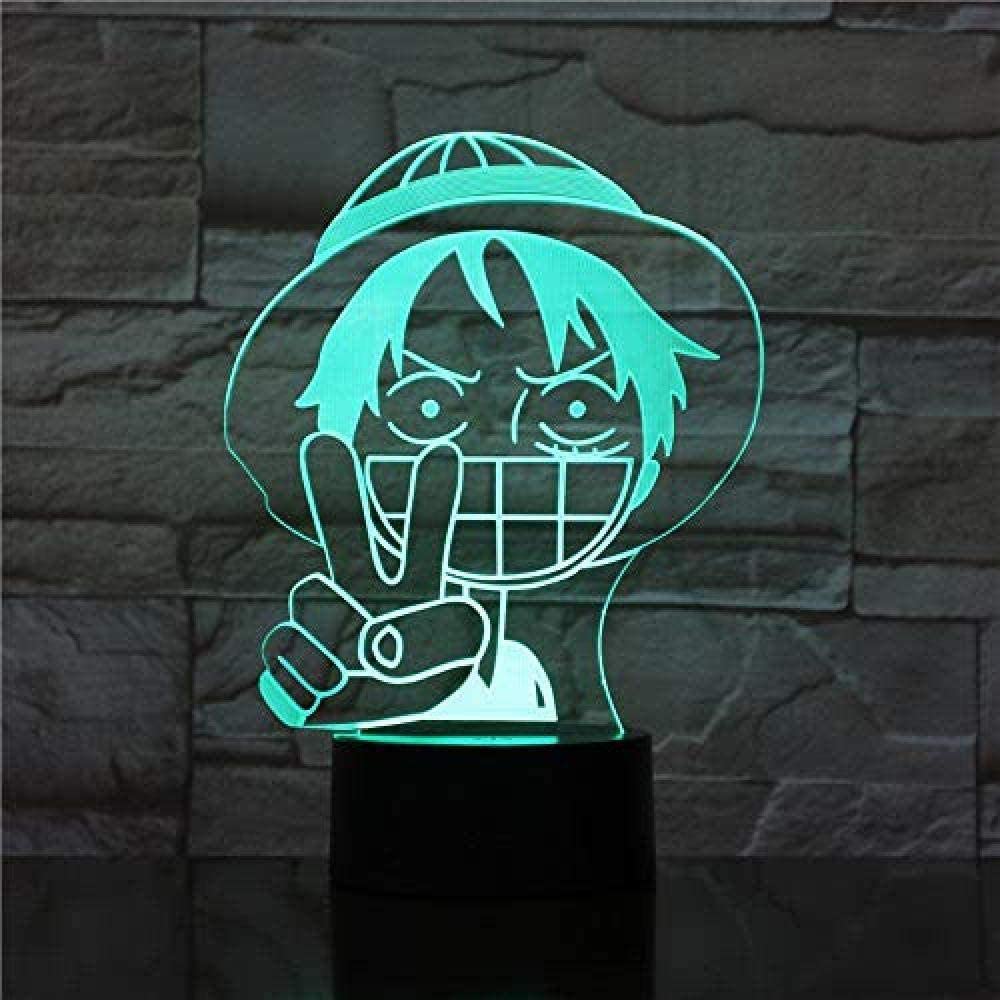 bpa3D LED Night Light Lamp One Piece Monkey D Luffy Figure Bedroom Decor Light Base Kids Bedroom Atmosphere Baby Birth Gift 16 Colors