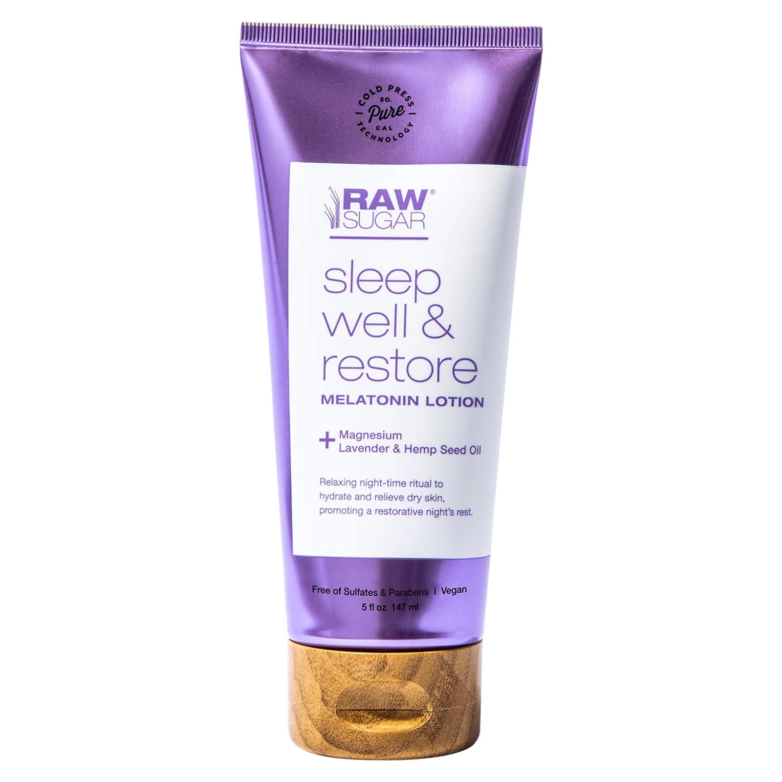 RAW SUGAR Sleep Well & Restore Melatonin Lotion - 5 FL OZ, Pack of 1