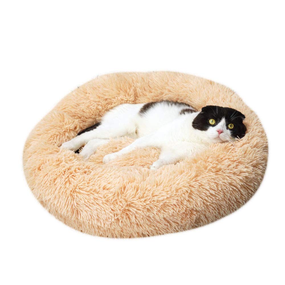 Hvoz Plush Dog Cat Bed, Shag Plush Donut Cuddler Cat Bed Warm Plush Dog Puppy Mat Pet Beds