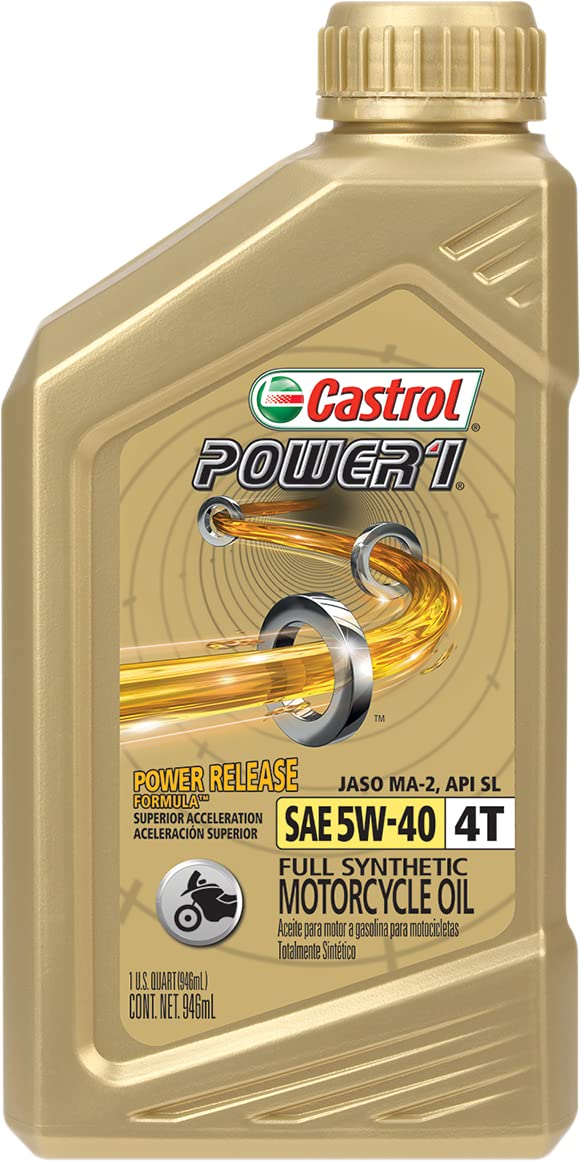 CastrolPower1 4T 5W-40 Full Synthetic Motorcycle Oil, 1 Quart, Pack of 6