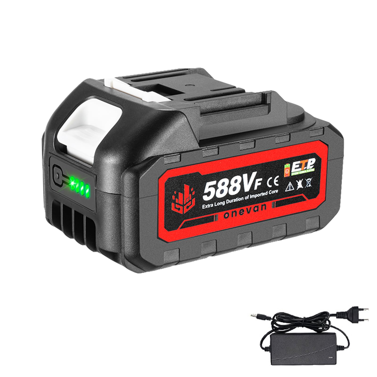 ONEVAN3.0Ah Li-Ion 20V battery with charger, tool battery with LED indicator, replacement battery for all ONEVAN tools, compatible with Makita batteries (2)