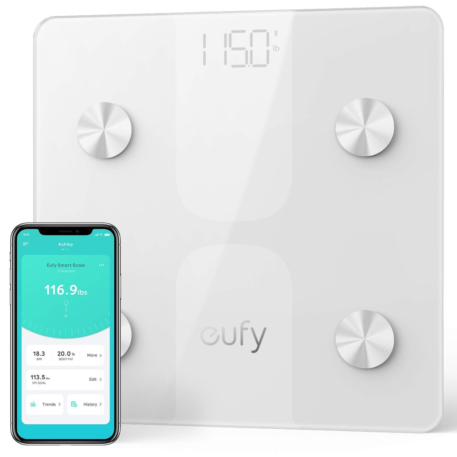 eufySmart Scale C1 with Bluetooth, Body Fat Scale, Wireless Digital Bathroom Scale, 15 Measurements, Weight/Body Fat/BMI, Fitness Body Composition Analysis, Black, lbs/kg.