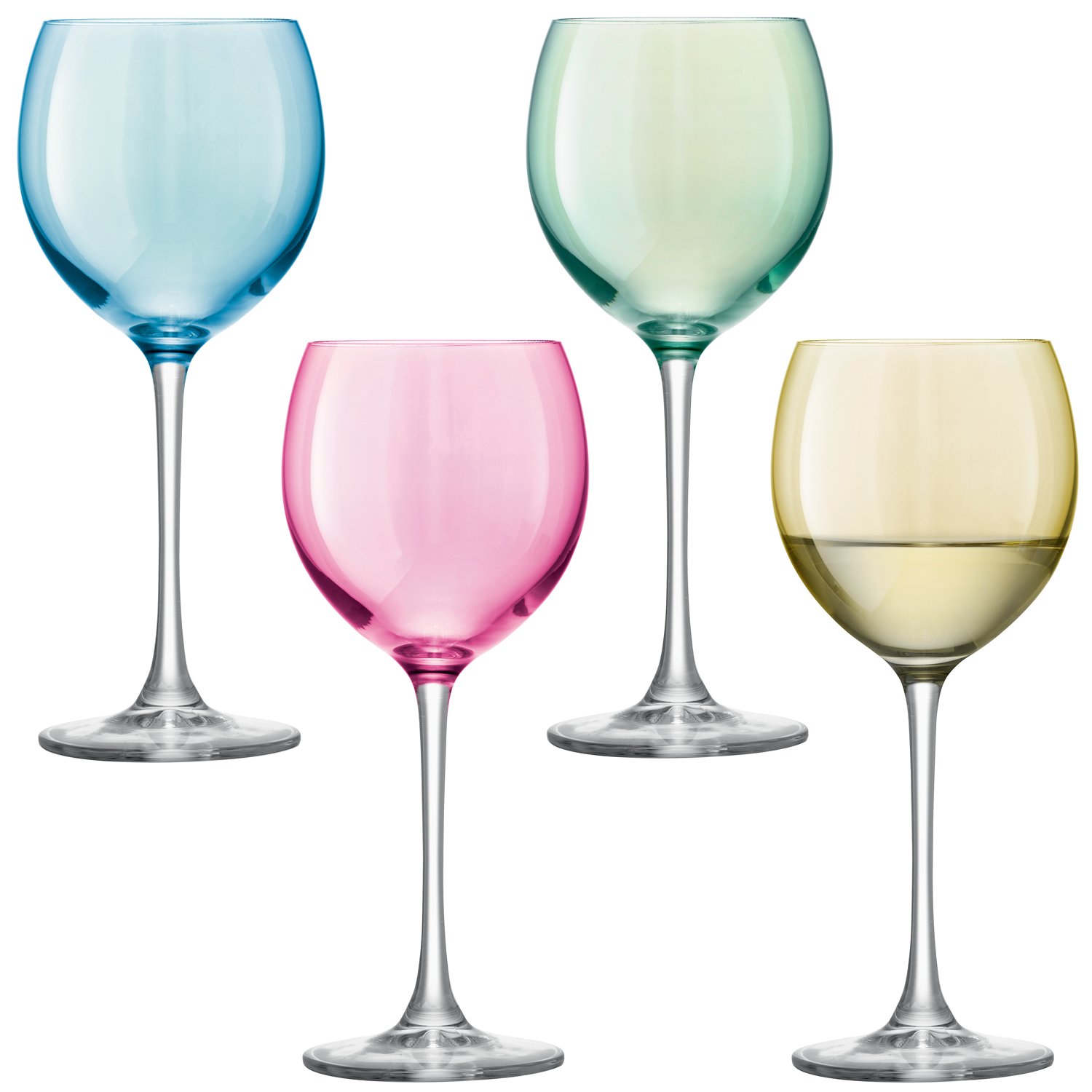 LSA International Polka Wine Glass 400 ml Pastel Assorted | Set of 4 | Hand Painted Glassware | PZ03