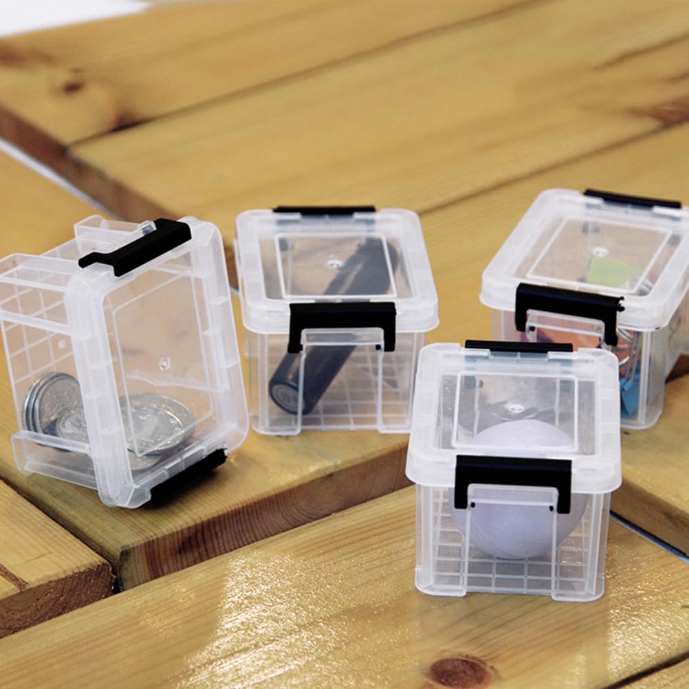 Totority 4Pcs Mini Storage Bins Box with Lid Clear Bead Storage Containers Jewelry Making Organizer for Small Crafts Kit Jewelry Beads Food Storage