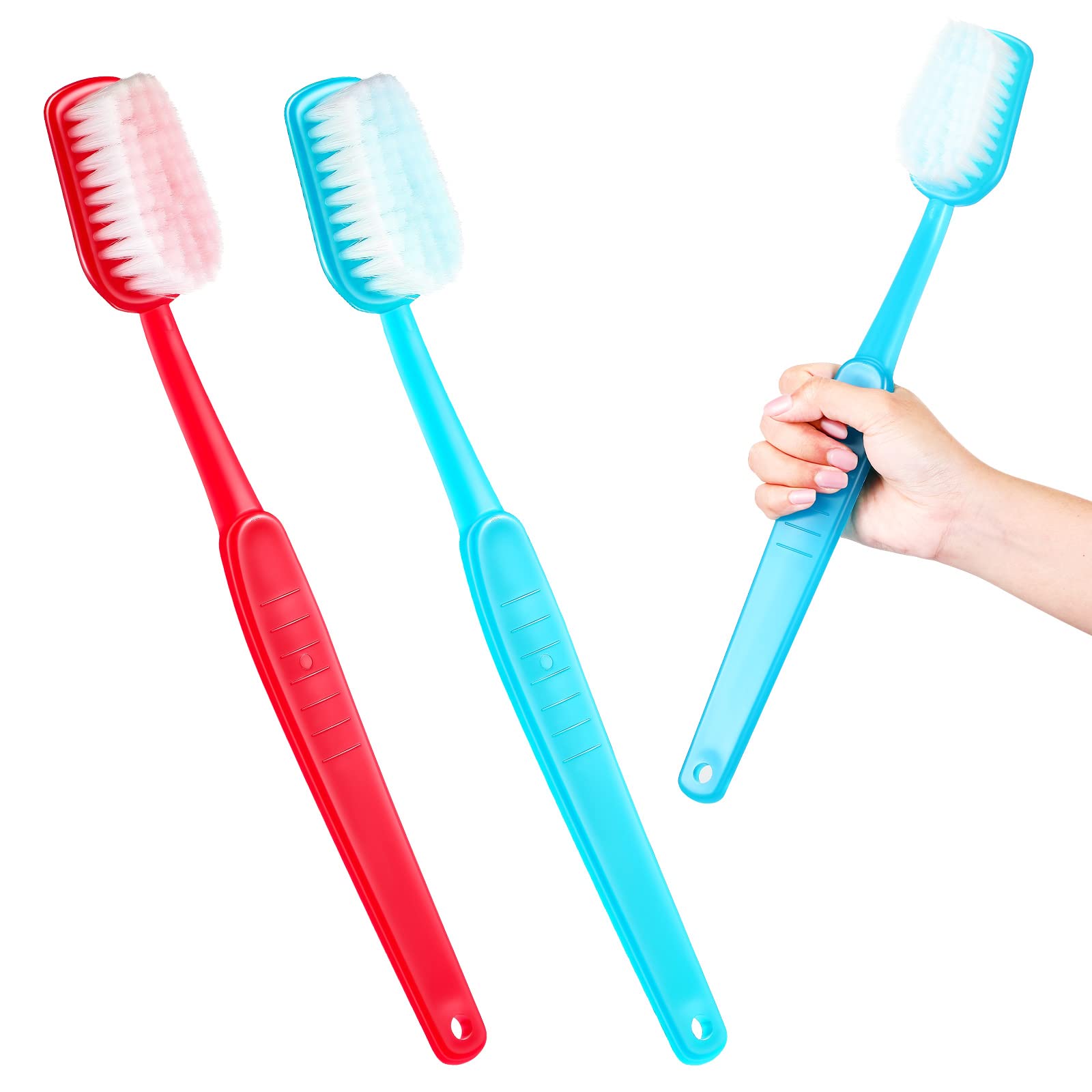 2 Pieces Giant Toothbrush Prop Large Toothbrushes Big Brush Oversized Gag Novelty Toys for Costume Take Picture Comedy Party Favors Pet Grooming Brush (Red, Blue)