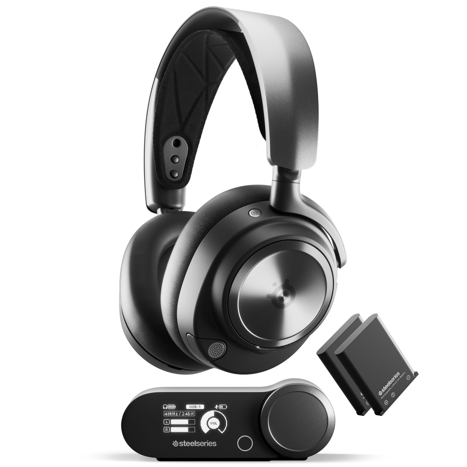 SteelSeries Arctis Nova Pro Wireless Multi-System Gaming Headset - Neodymium Magnetic Drivers - Active Noise Cancellation - Infinity Power System - ClearCast Gen 2 Mic - PC, PS5, PS4, Switch, Mobile