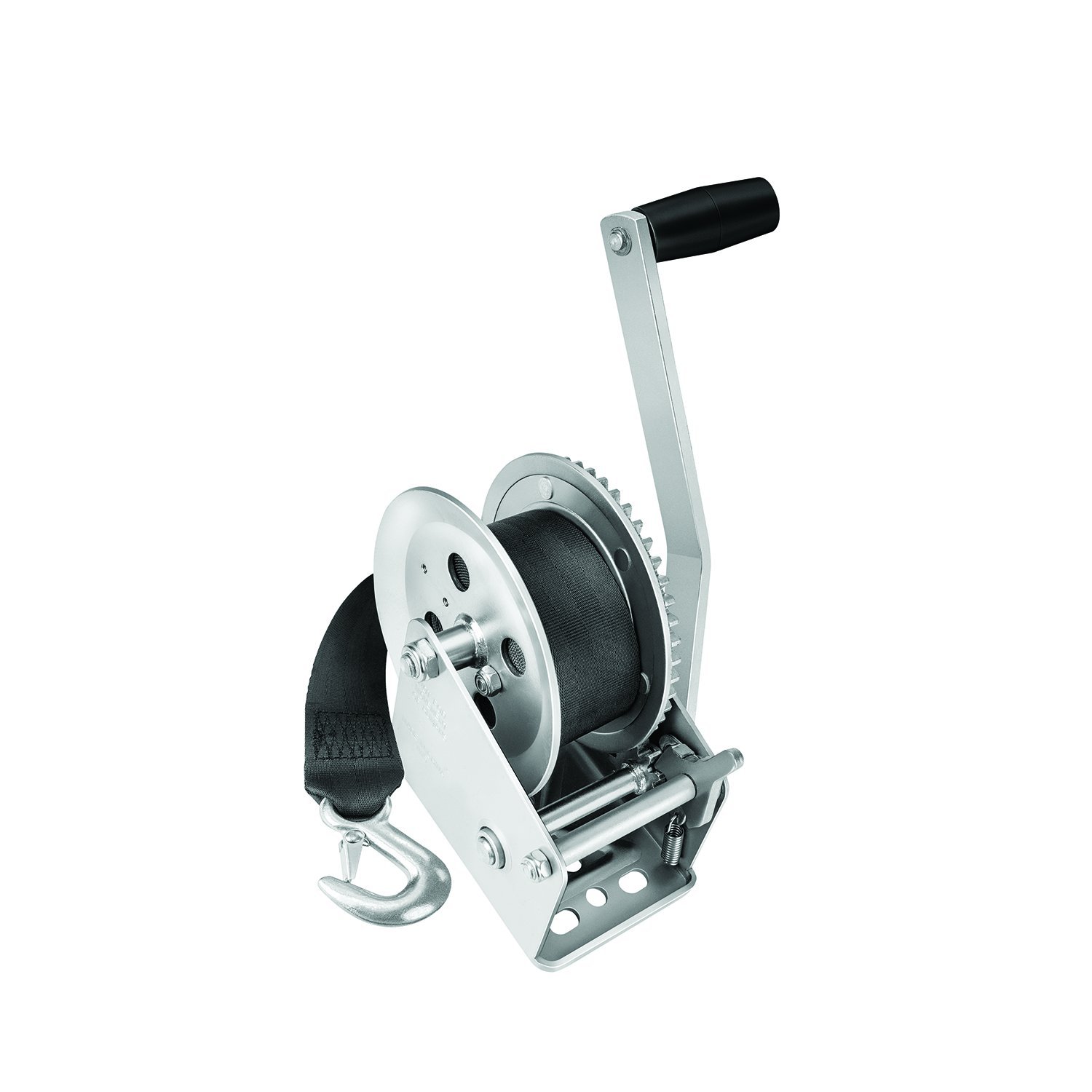 Fulton 142305 Boat Trailer Winch with 20 Foot Winch Strap with Hook, 1,800 lbs. Capacity, Single-Speed Hand Crank Winch, Solid Drum Gear System