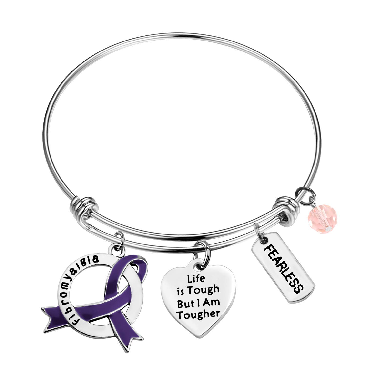 MAOFAED Fibromyalgia Gift Fibromyalgia Awareness Gift Fibromyalgia Warrior Gift Fibromyalgia Survivor Gift Life is Tough But I Am Tougher Fibromyalgia Bracelet for Her