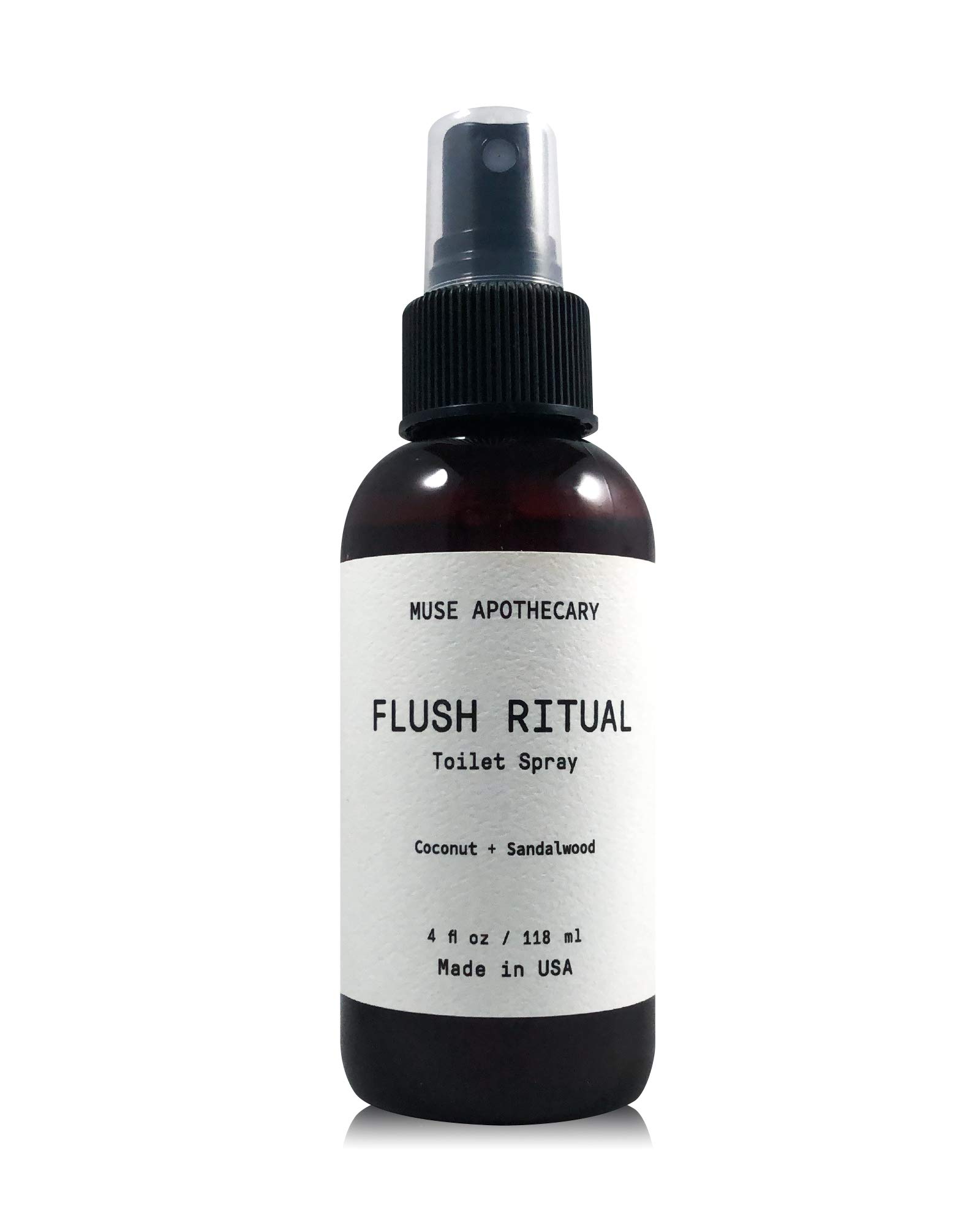 Muse Apothecary Flush Ritual - Aromatic & Refreshing Toilet Spray, Use Before You Go, 4 oz, Infused with Natural Essential Oils - Coconut + Sandalwood