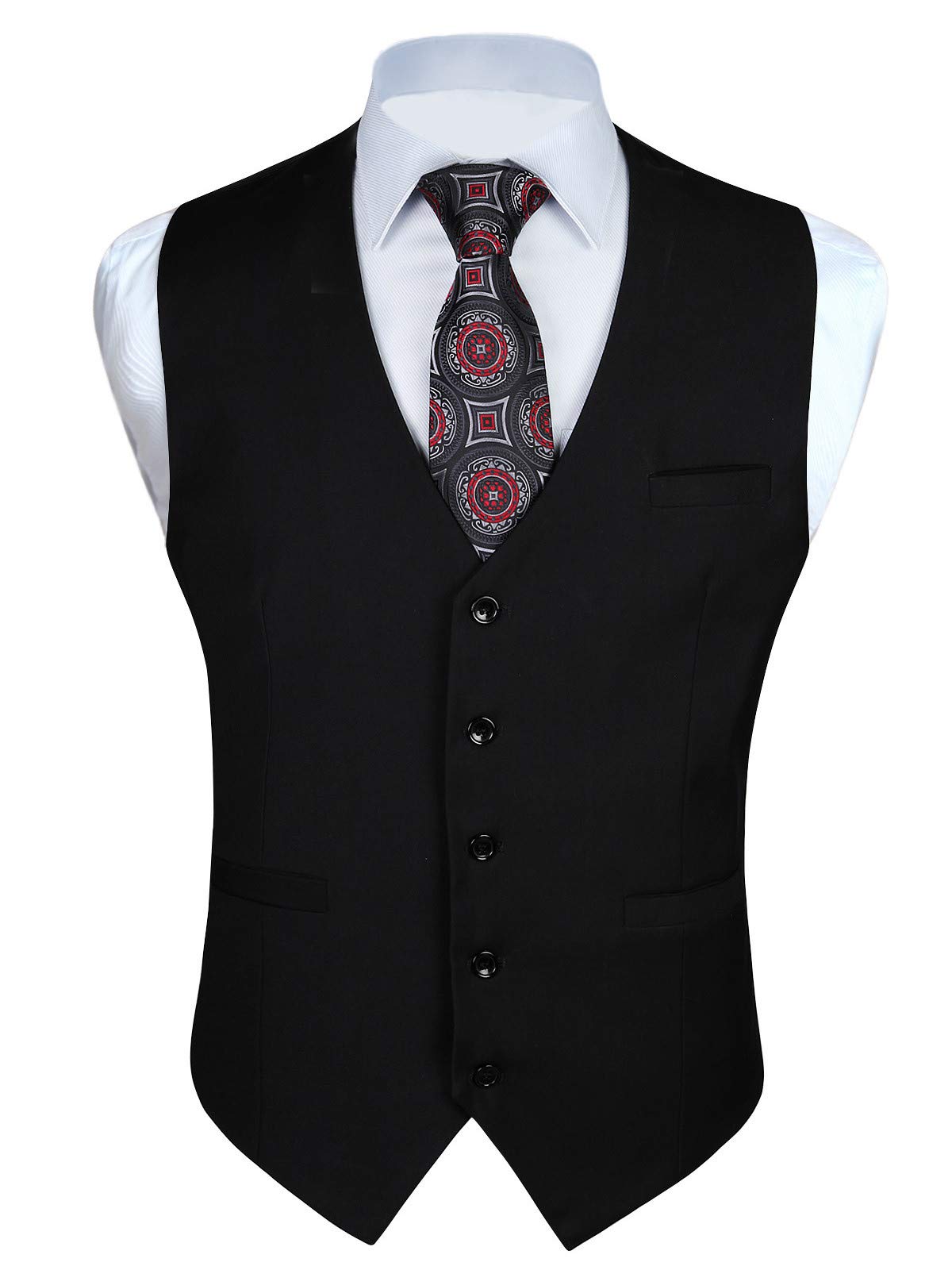 EnlisionMen's Suit Vest Business Formal Dress Waistcoat Solid Color Vest for Suit or Tuxedo