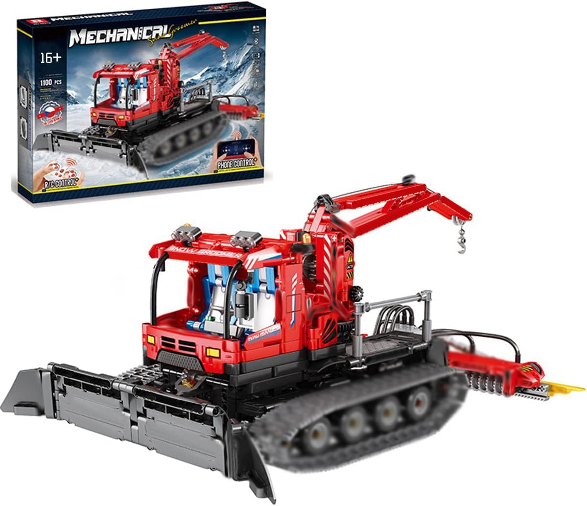 Technology Snow Groomer Building Set, 2.4G/APP RC Snow Plough with Motor, Truck Vehicle Building Block Compatible with Major Brands - 1100 Pieces