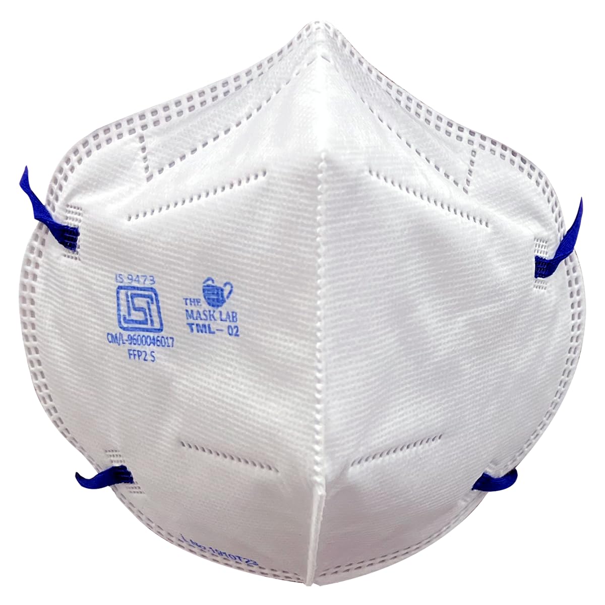 The Mask Lab - TML- 02 - Disposable Respirator FFP2 Face Mask, Non-Woven Fabric with Adjustable Beads, IS 9473 Approved - Pack of 50