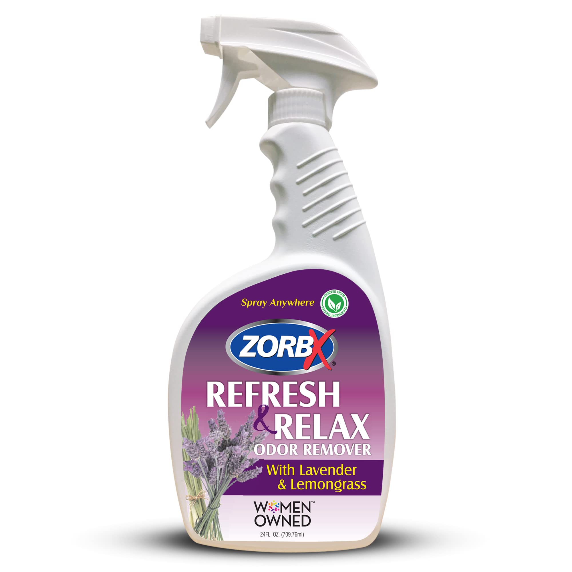 ZORBXLavender & Lemongrass Spray, 24 Oz - All-Purpose Deodorizer, Refreshes Fabric, Removes Strong Odors, Perfect for Home, Car, Gym, Laundry