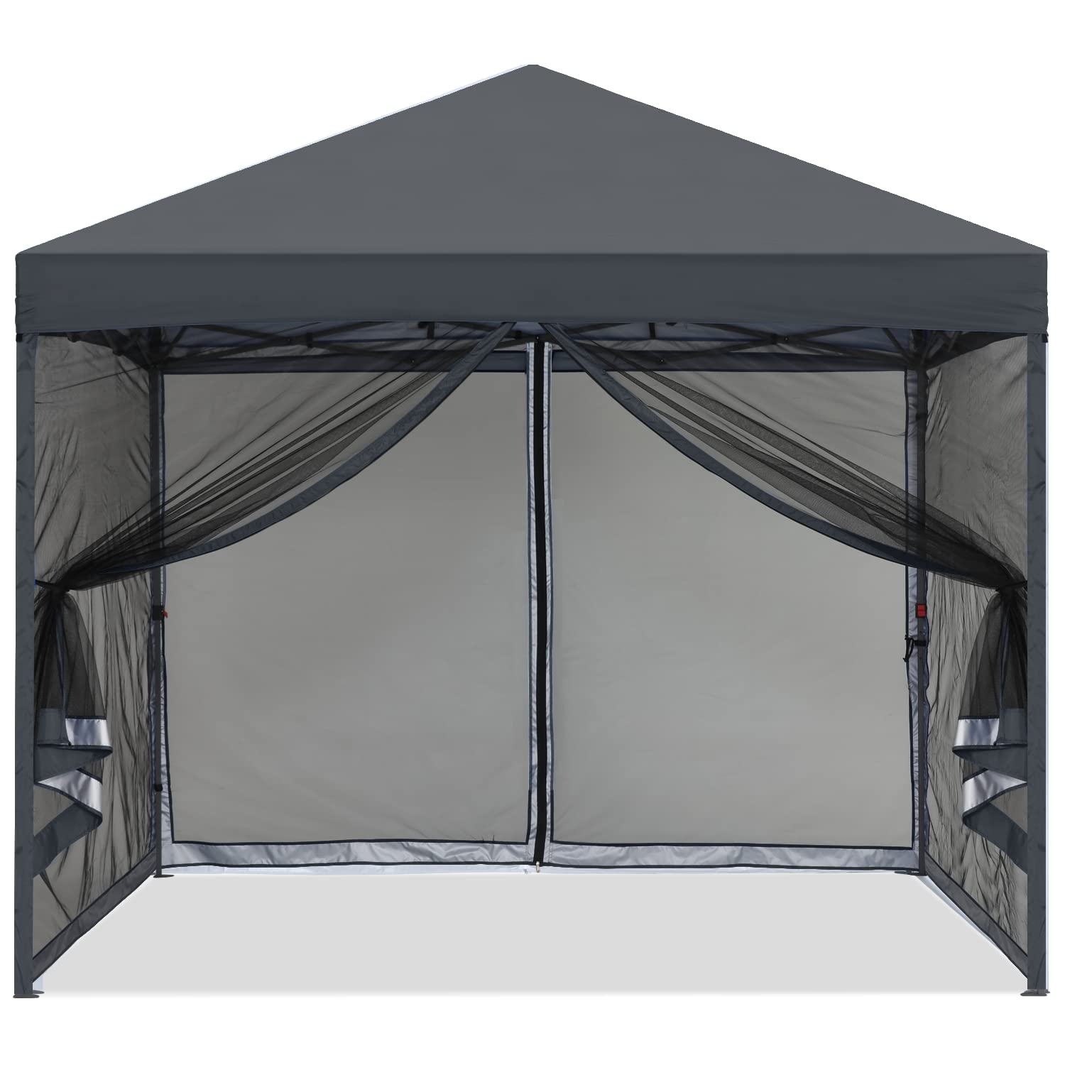 MASTERCANOPY Pop-Up Easy Setup Outdoor Canopy with Netting Screen Walls (10x10, Dark Gray)