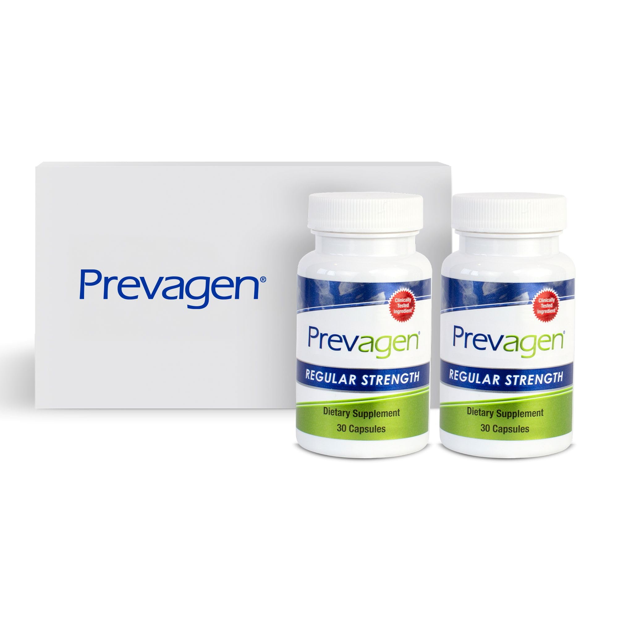 Prevagen Regular Strength 10mg, 30 Capsules |2 Pack| with Apoaequorin & Vitamin D with Attractive and Stackable Prevagen Storage Box