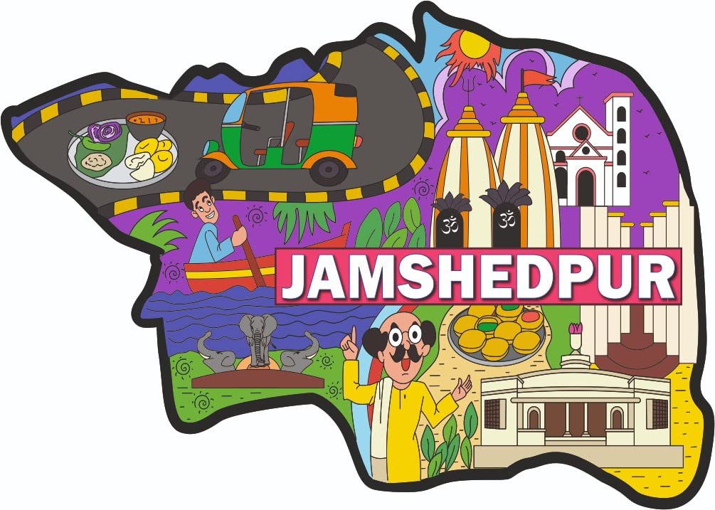 Skywalk India Souvenir Wooden MDF Jamshedpur Fridge Magnet (Multicolour) PBS-M-602