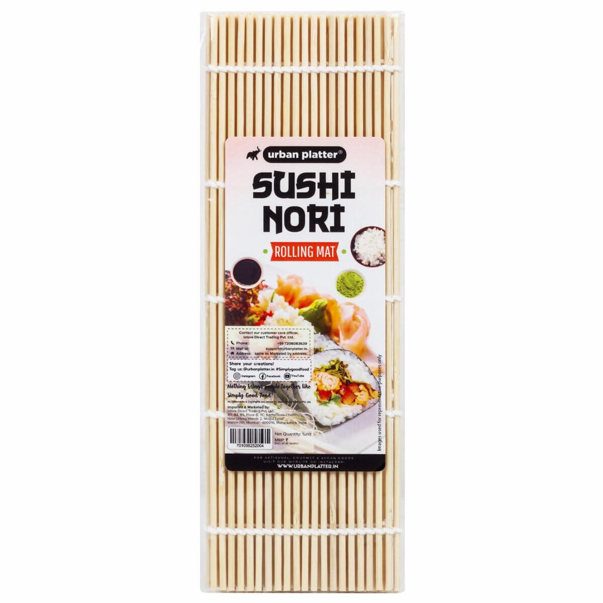 Urban Platter All Natural Bamboo Sushi Rolling Mat (100% Authentic Sushi Rolling Mat - 9.5 Inch x 10 Inch | Make Sushi at Home)