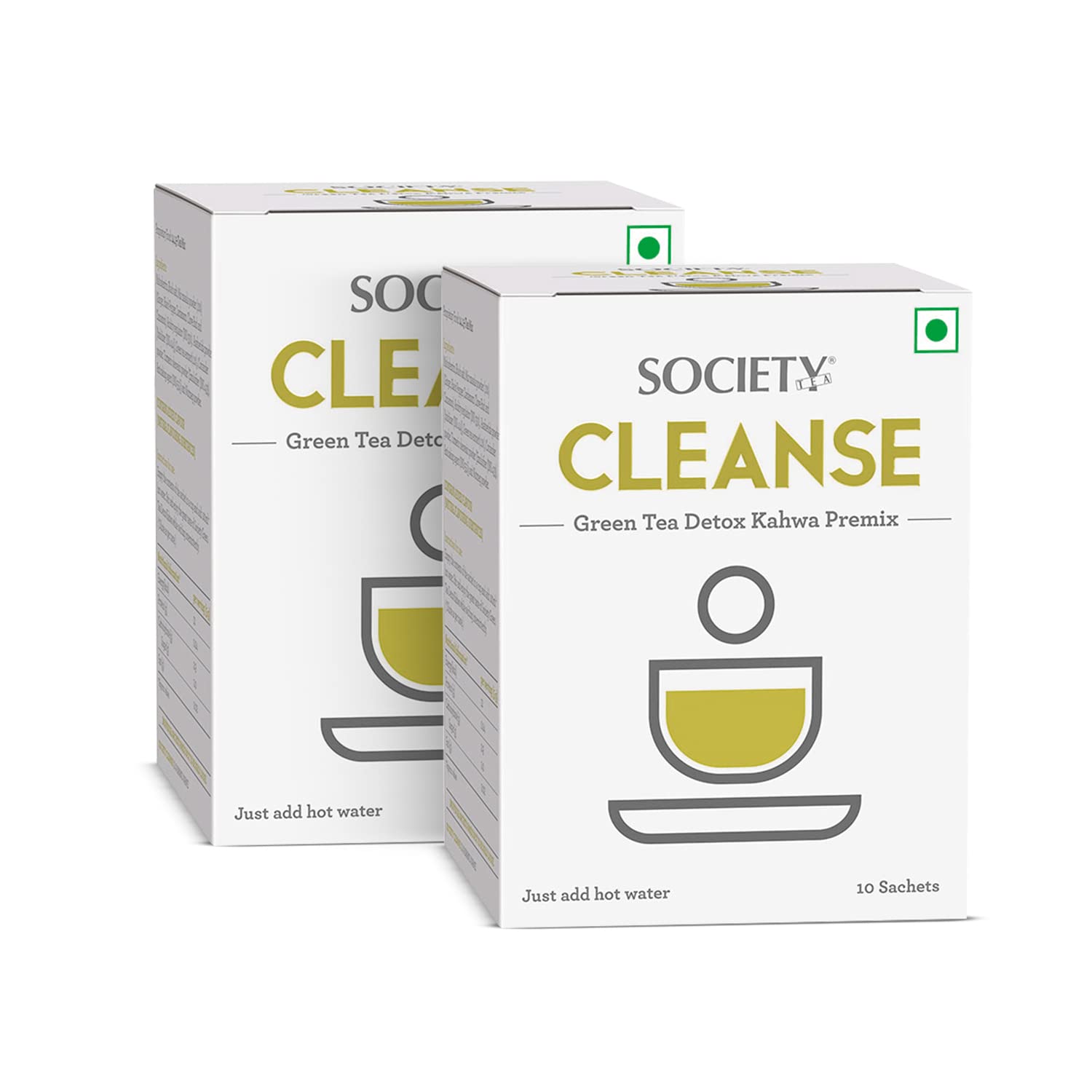 Society Tea Cleanse | Green Tea Kahwa Detox | Blend of Green Tea & Indian Spices | 5g X 10 Sachets | 50 g | Pack of 2