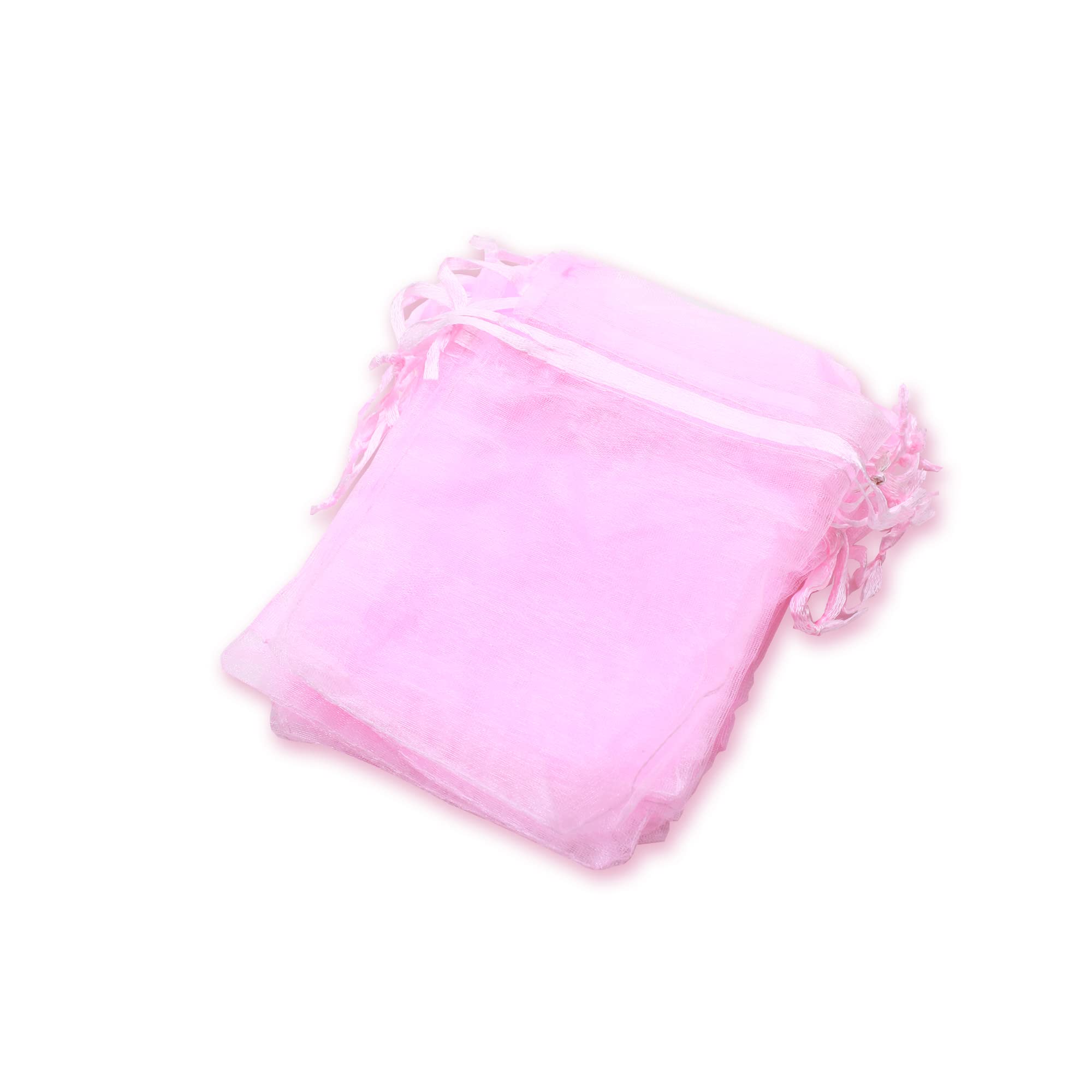 OLILLY100 Organza Bags – 9 x 12 cm – Pink – Ideal for Weddings, Christenings, Gifts, Lavender, Jewellery (Pink)