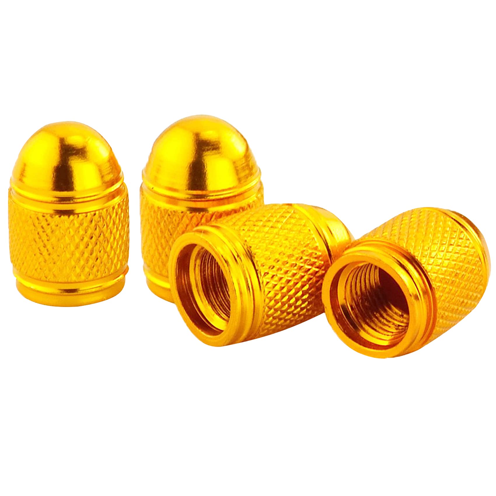 Abfer Tire Valve Caps Car Air Stem Dust Proof Covers Cool Shape Fit SUV Vehicle Truck Motorcycles Bikes (Gold)