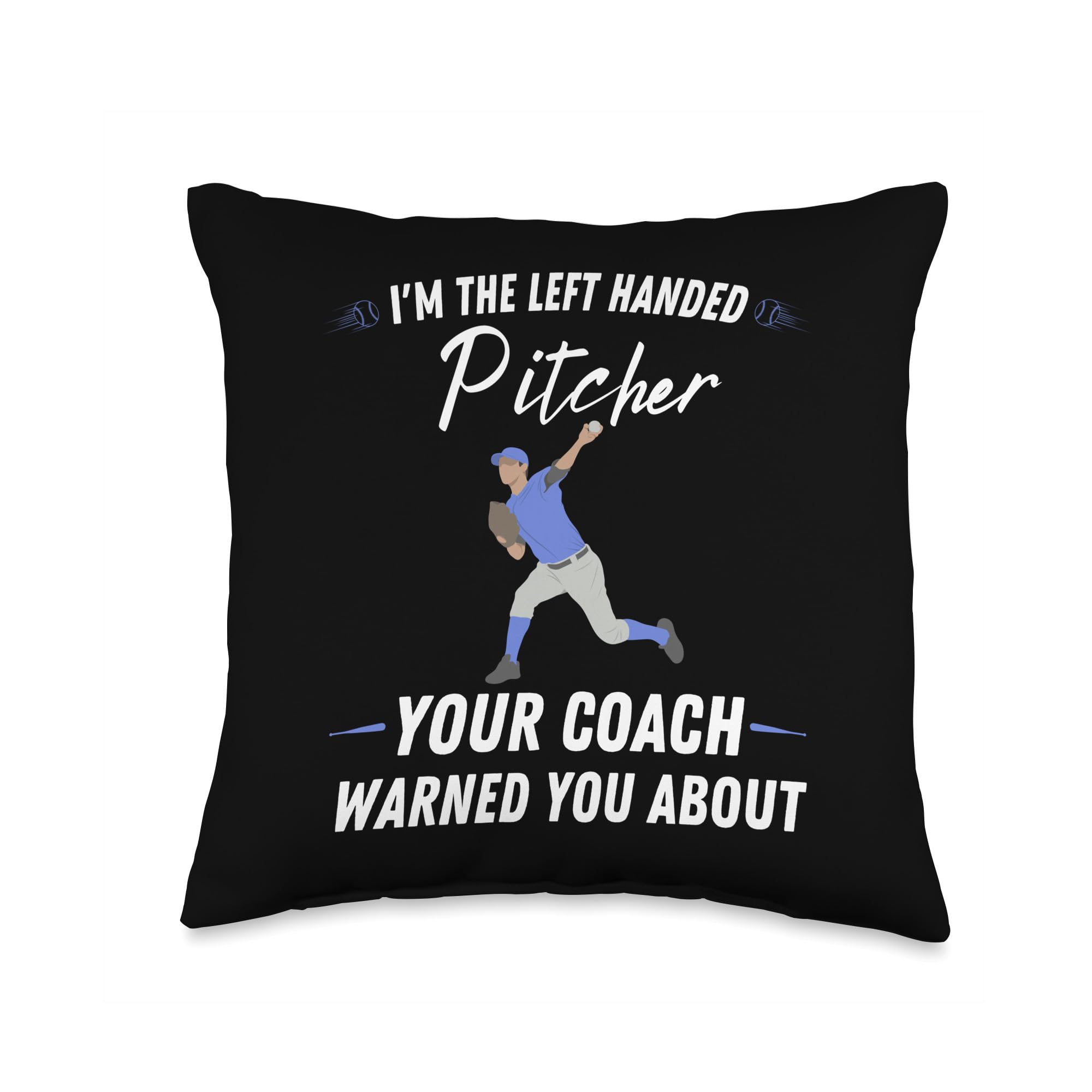 Left Handed Gifts Lefty Left Handed Apparel Left Handed Baseball Pitcher Throw Pillow, 16x16, Multicolor