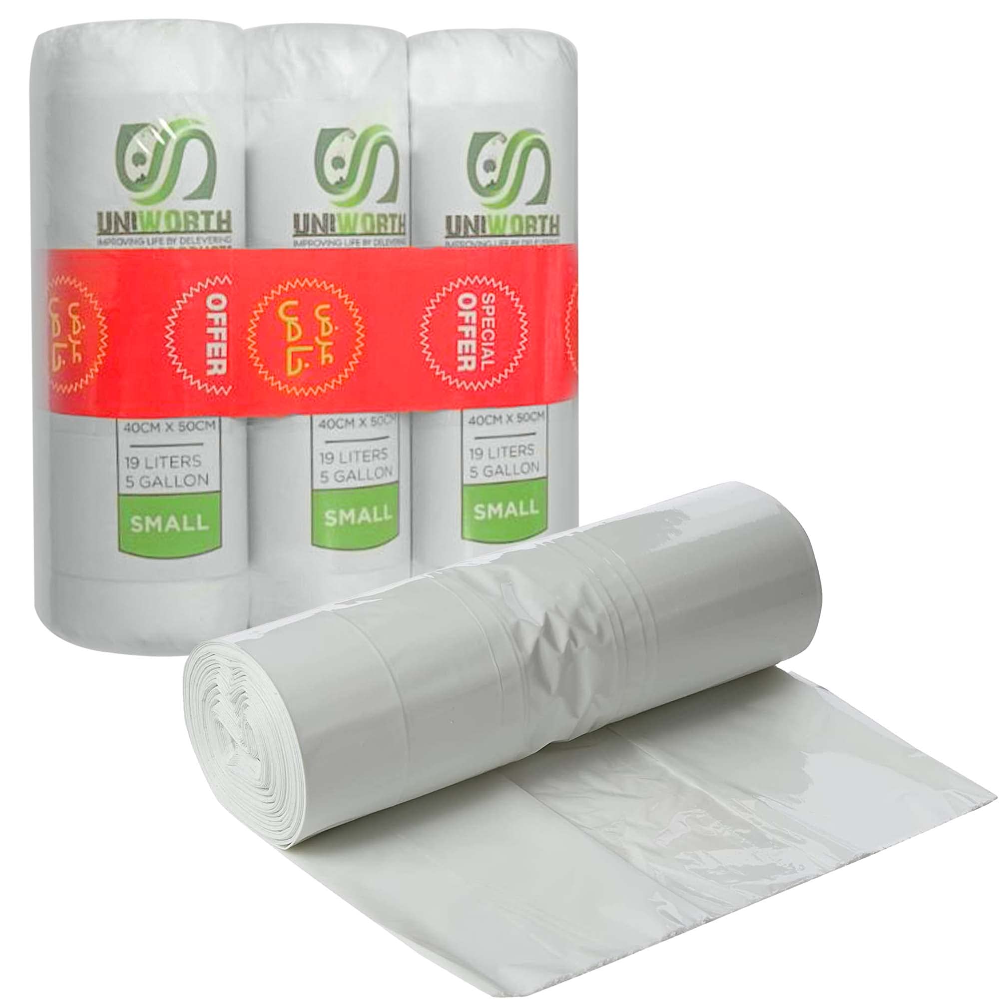 60 Garbage Bag Small, 19L/5 Gallon Heavy Duty Trash Bags, 20x3 Rolls Biodegradable Strong & Convenient Multipurpose Plastic Bin Bags, Durable for Home, Kitchen, School, Office and Hotel Cleaning