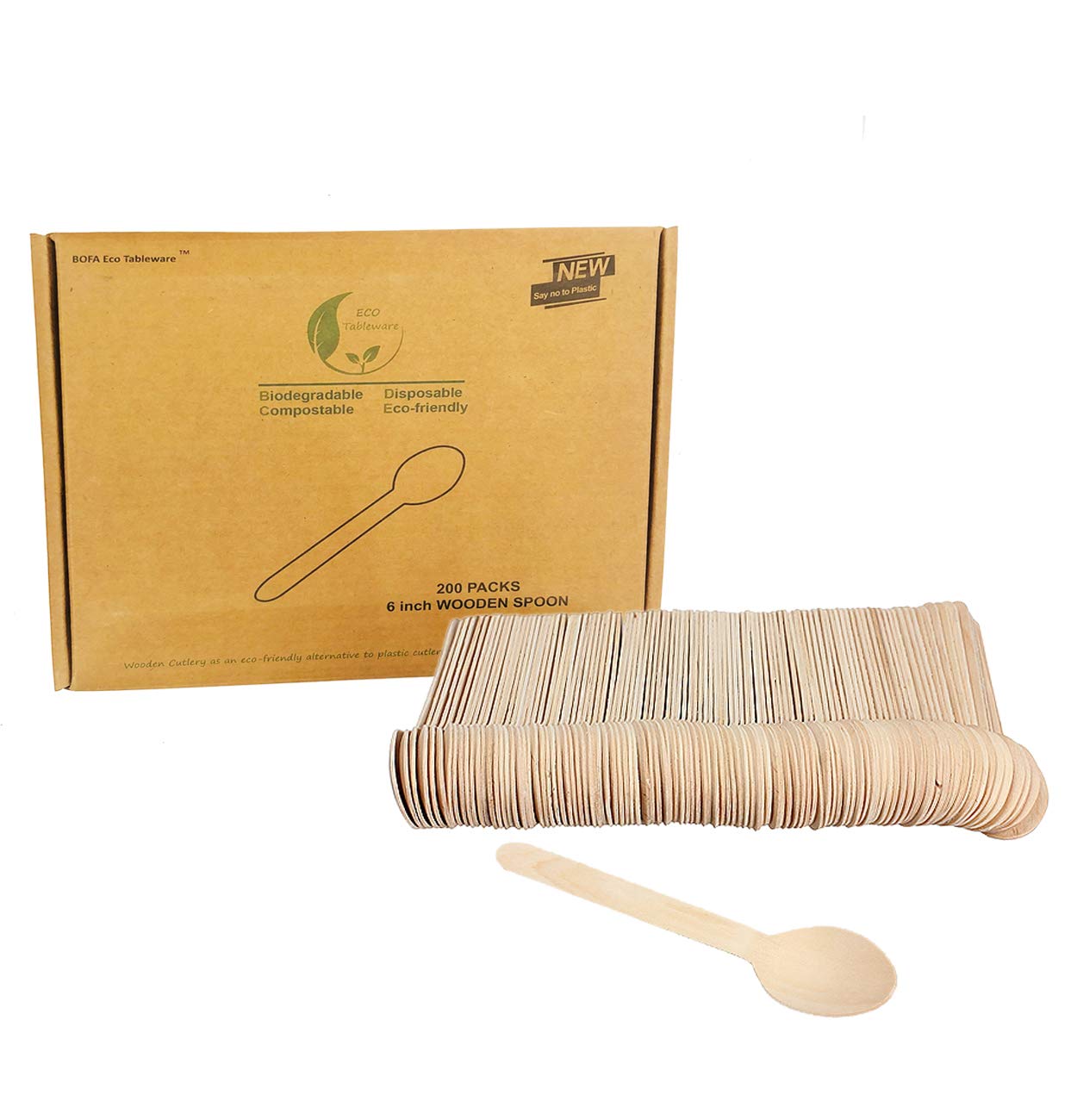 BOFA Eco Tableware Disposable Wooden Dessert Spoons, Ice Cream Wood Spoon, Birch Wood Spoon Utensils Mini Spoon Wooden